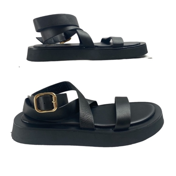 ZARA Leather Platform Sandal in Black Size 37 - Picture 3 of 8
